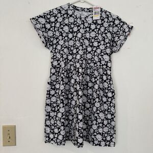 Vineyard Vines Girls' Everyday Jeysey Dress Ivory Navy Floral Printed Medium NWT